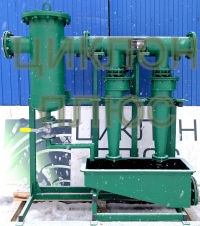 Двухступенчатая батарея гидроциклонов ГЦП-150х2 с магистральным сетчатым фильтром